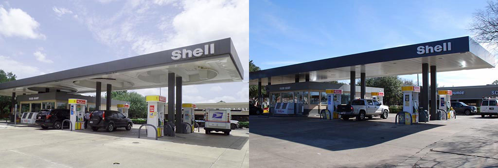 Shell canopy before and after brand conversion